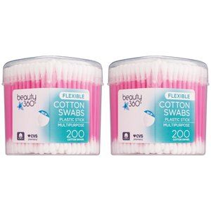 Qty (400) Plastic Stick Flexible Cotton Swabs In Cute Heart-Shaped Plastic Case